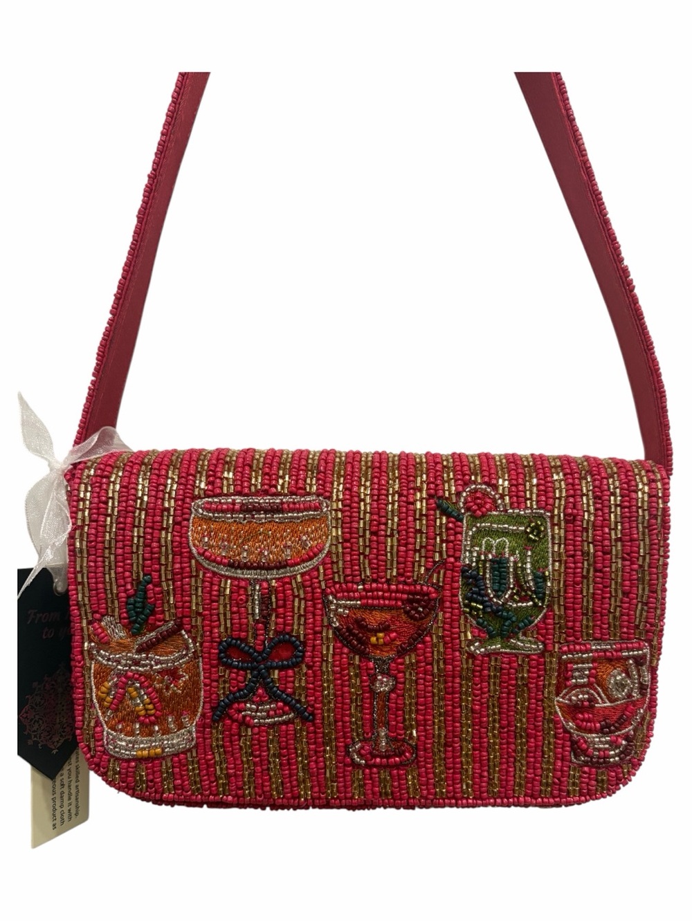 NWT: *Viral* Pink Cocktails Beaded Bag 🍹🍾From India to You 🍹🍾